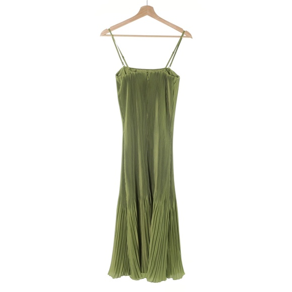 Abercrombie & Fitch Pleat Release Satin Strapless Green Midi Dress Womens XSP - Picture 6 of 13